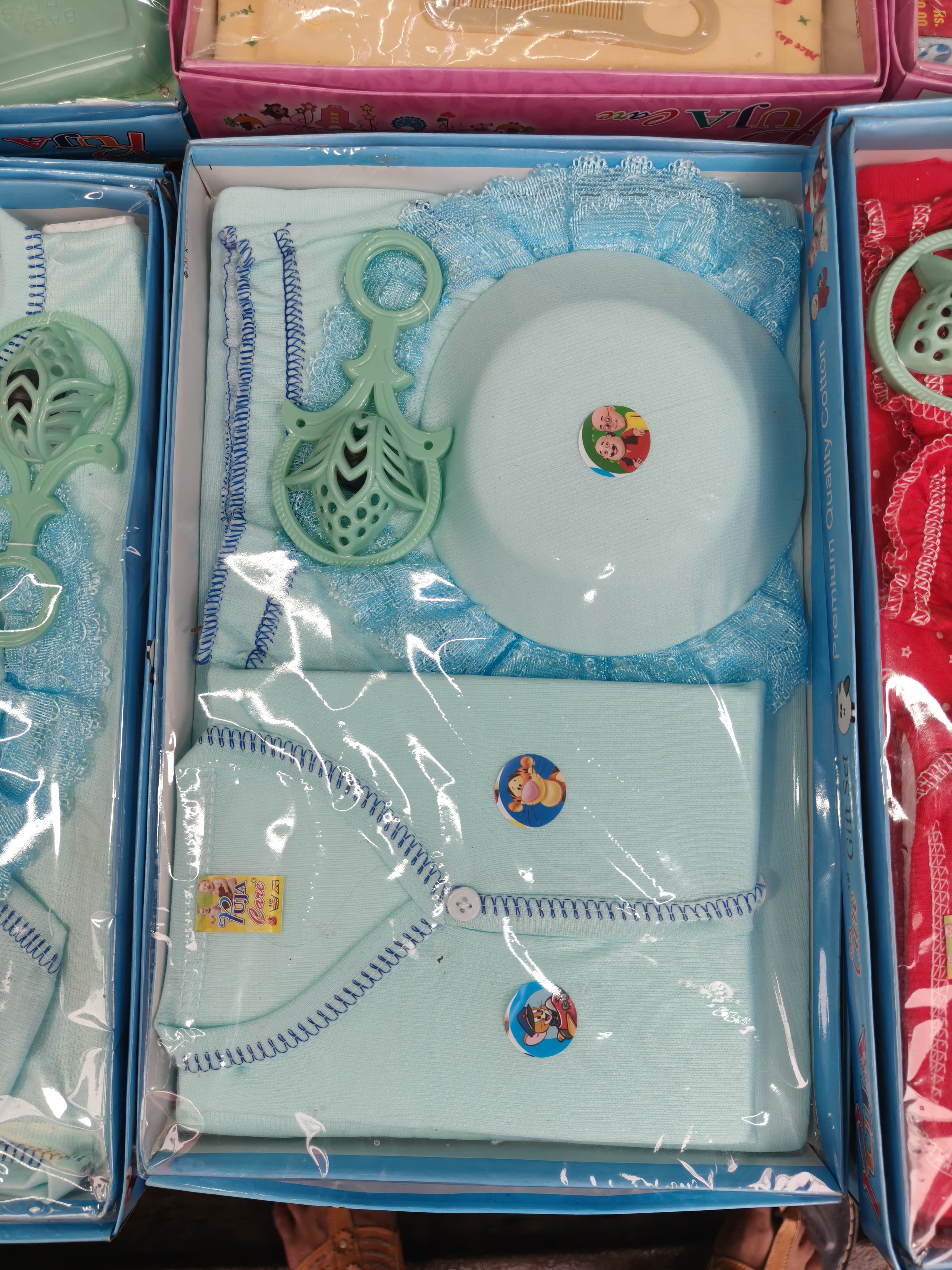 Puja Care Baby Gift Set – Soft Cotton Newborn Clothing & Accessories (Light Blue) Set Of 12 Pieces